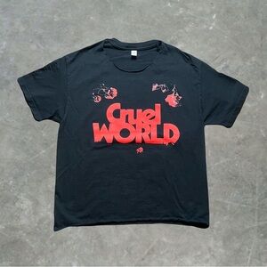 ☀️ Cruel World 2025 Music Festival Cropped Band Tee Womens Size M Black/Red